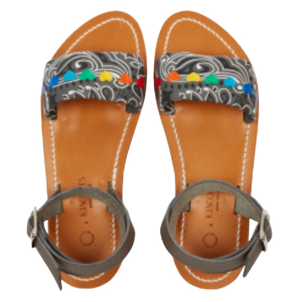 NWT K. Jacques Leather Pride Rainbow Gladiator Sandals French Sizes 8.5 6.5